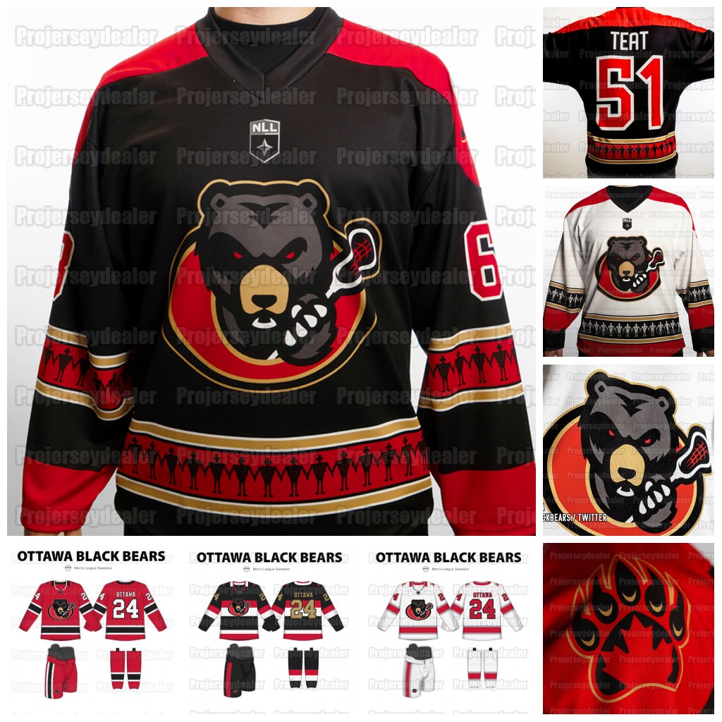 Damon Edwards Ottawa Black Bears 2024 Inaugural Nll Jersey Jeff Teat Larson Sundown Taggart Clark Kevin Brownell Reilly OConnor Zack Deaken Callum Jones Noseworthy