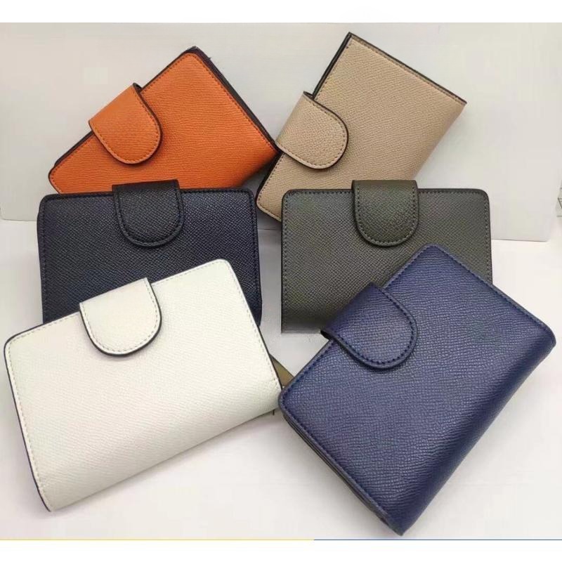 6390 Medium Corner Zip Wallet Women Fold Over Short Card Coin Leather Purse