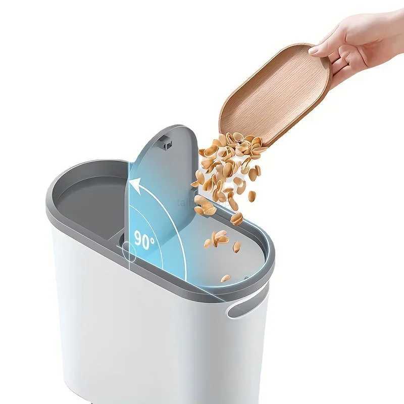 10L Bathroom Trash Can Press Type Garbage Can with Lid Household Creative Gap Waste Bin Simple Paper Basket Kitchen Trash CanB240726