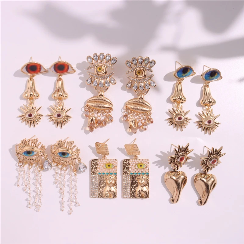 Evil Eye Vintage Tassel Earrings for Women - Crystal Pearl Jewelry 4