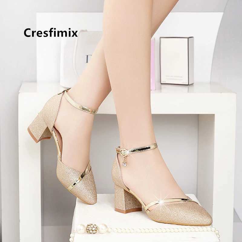 High Quality Cresfimix Womens Sier Pointed Toe Wedding High Heels Womens Casual High Quality Shoes Bridal Gold Wedding Shoes B3302b T241024