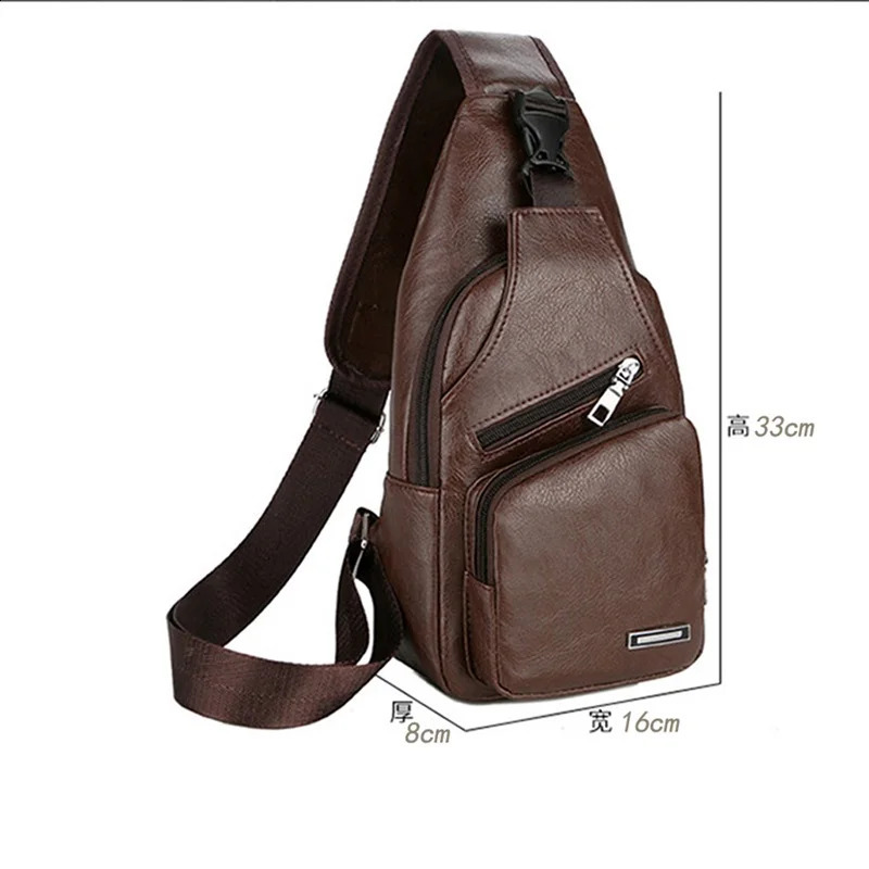 Mens Crossbody Bags USB Chest Bag Messenger bag Leather Shoulder Diagonal Package 2023 Back Pack Travel 240725ZYl