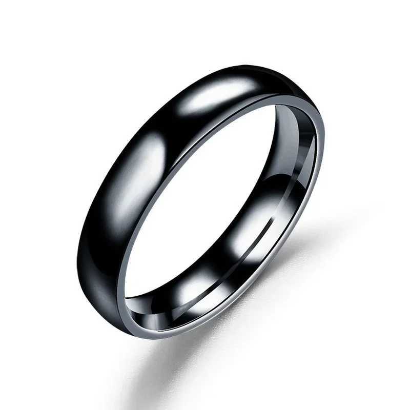Simple 4mm 6mm titanium ring womens hypoallergenic high polished wedding ring stainless steel couple finger jewelry gift W240802