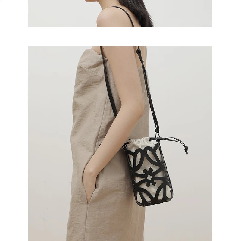 Retro Vacation Style Hollow Out Bucket Crossbody Shoulder Phone Bag 240726 0f8f