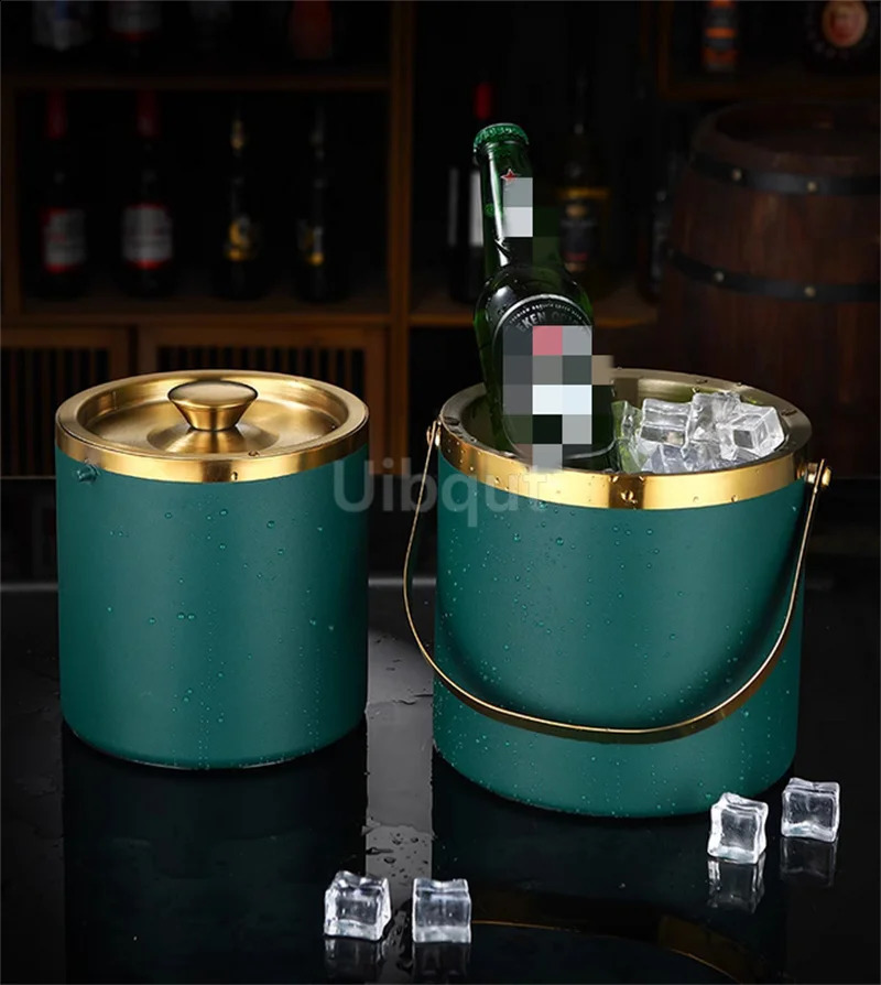 304 2L/3L Stainless Steel Ice Bucket Portable Double Wall Insulated with Lid el wine Champagne whiskey Beverage beer tools 240726