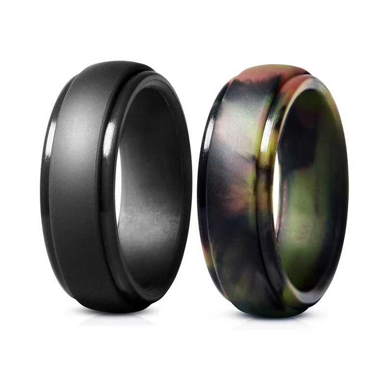 Mens New Mens Silicone Ring 7-12 Size Low Allergy Flexible Mens Wedding Rubber Band 8mm Food Grade Silicone Finger Ring W240829