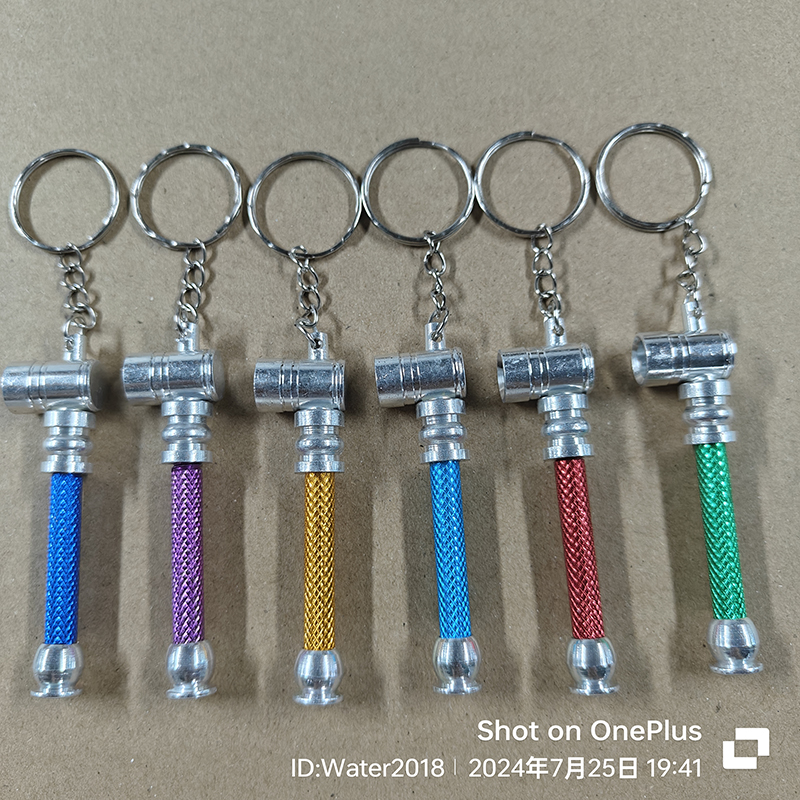 Metal Smoking Pipe keychain Mini Straight Pipe Household Smoking Accessories 9 Colors