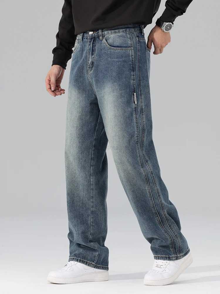 2025S Fashion Designer Autumn New Baggy Jeans Mens Straight Casual Vintage Streetwear Trousers Male Brand Fashion Elasticity Denim Pants