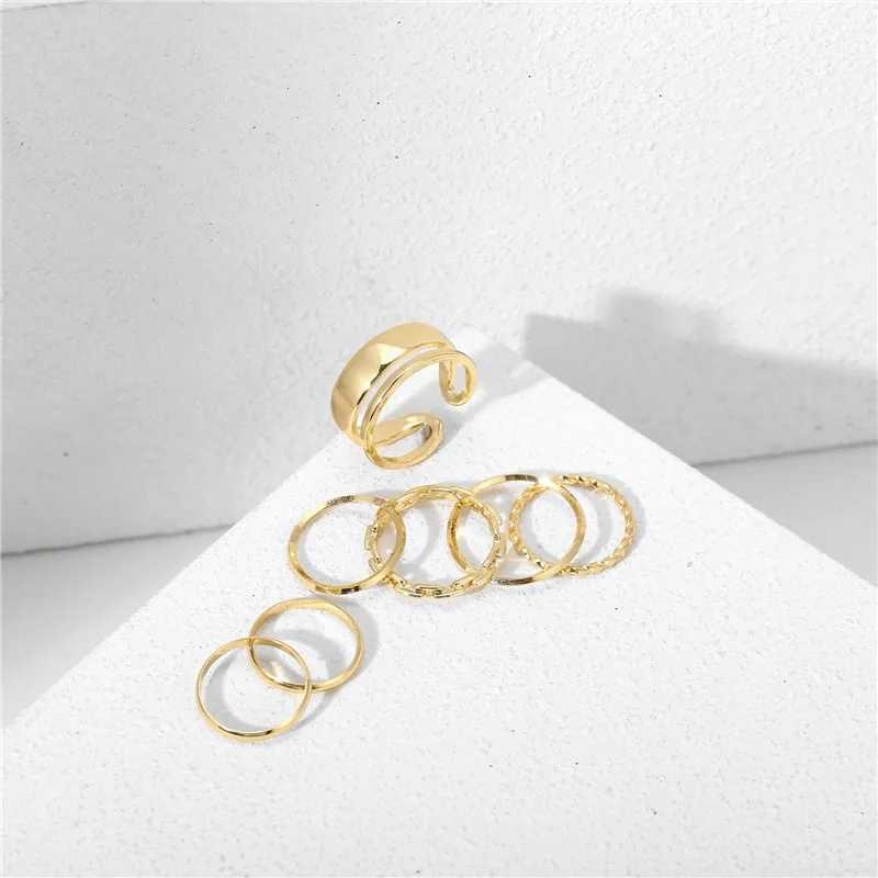 Golden metal ring set womens hollow circular open finger ring womens party wedding jewelry gift hot selling W24080258