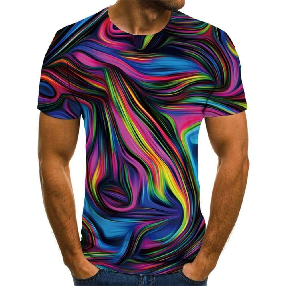 Colorful T Shirts for Men 3D Printed Neon Abstract Tee Short Sleeve T Shirt Tops Summer clothes tshirt nice