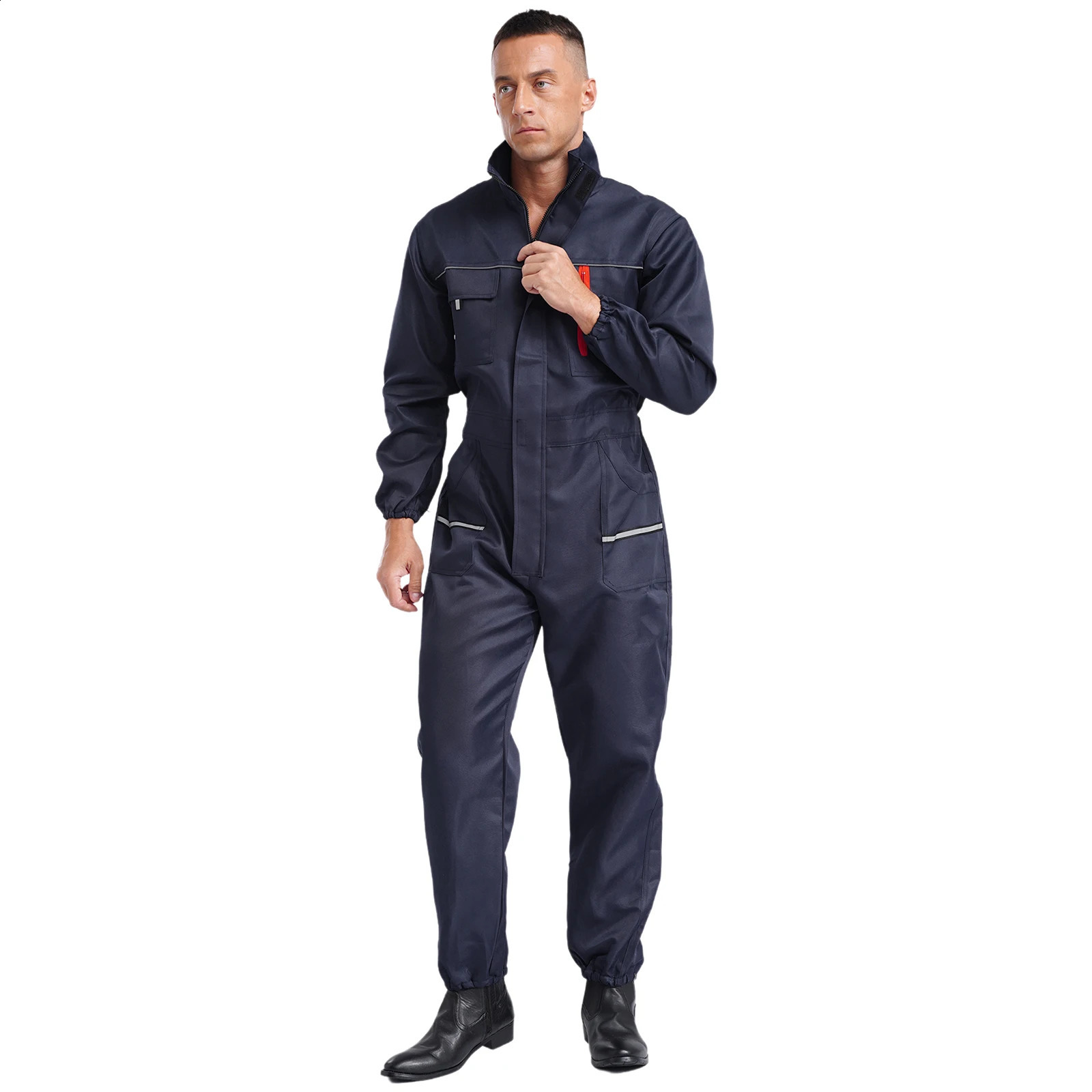 Mens Work Overall Uniform Reflective Stripes Working Coveralls Jumpsuits Welding Suit Car Repair Workshop Mechanic Work Clothes 240716