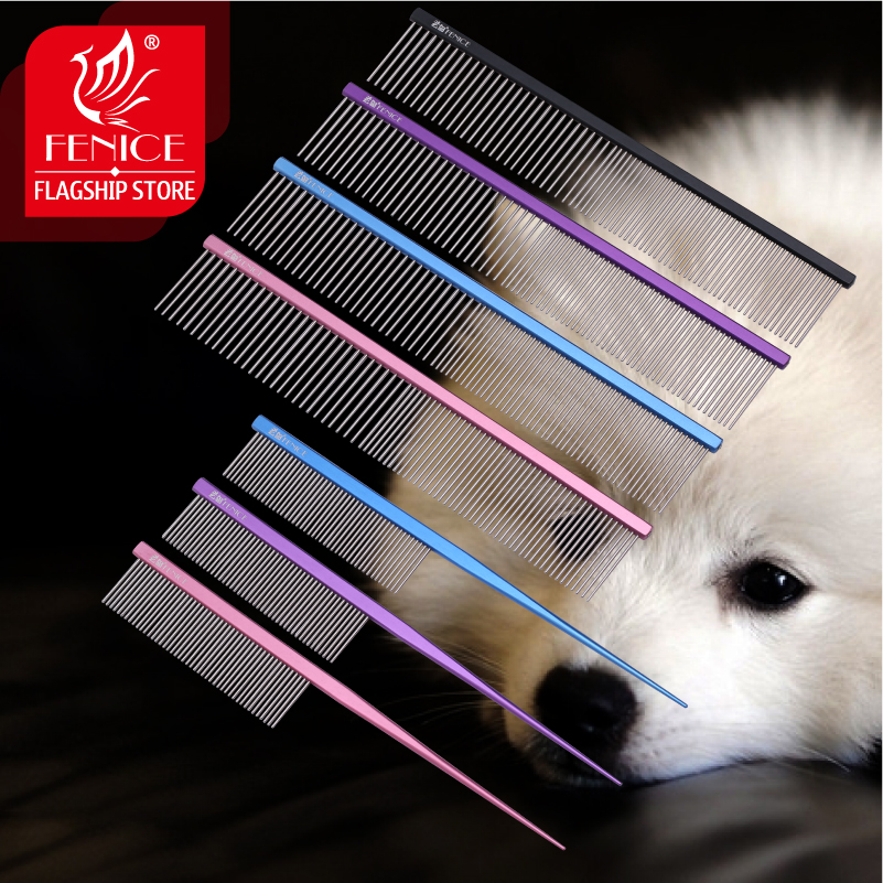 Fenice Metal Comb for Dogs Stainless Steel Pet Dog Cat Pin Comb Hair Brush Hairbrush Flea Comb Pets Acessorios Pet Grooming