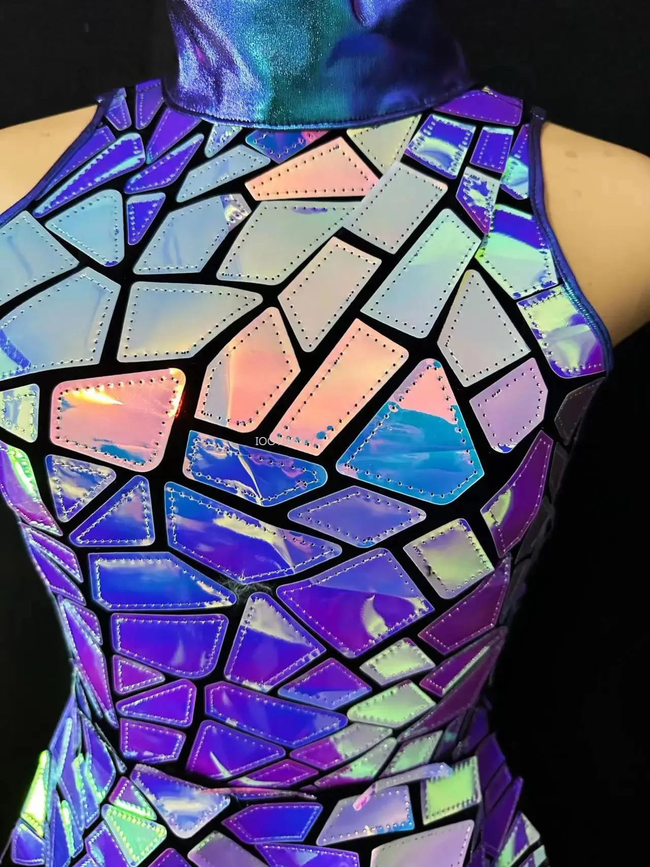 Silver Mirror Nightclub Dress Women Evening Birthday Outfit Sleeveless Shiny Laser PU Bar Dj Gogo Dancer Singer Stage Costumes 240726