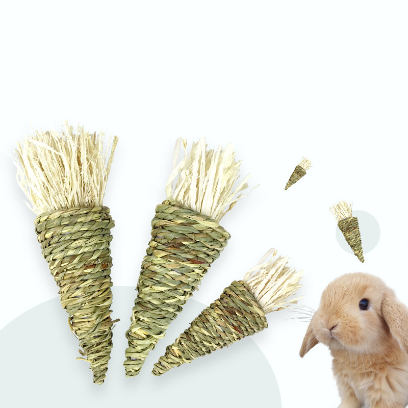 Hand-woven Pet Chew Toy Water Grass Carrot Rabbit Toy Molars Relieve Boredom Guinea Pig Chinchilla Chewing Grass Toys D9130
