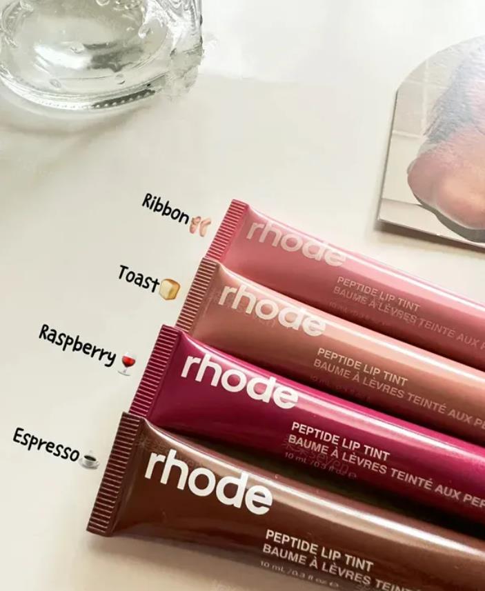 Make up Lip Gloss rhode Moisturizing liquid lipstick lip gloss beauty Cosmetics 16 colors Toast Espresso Raspberry jelly Ribbon Lipbalm 10ml