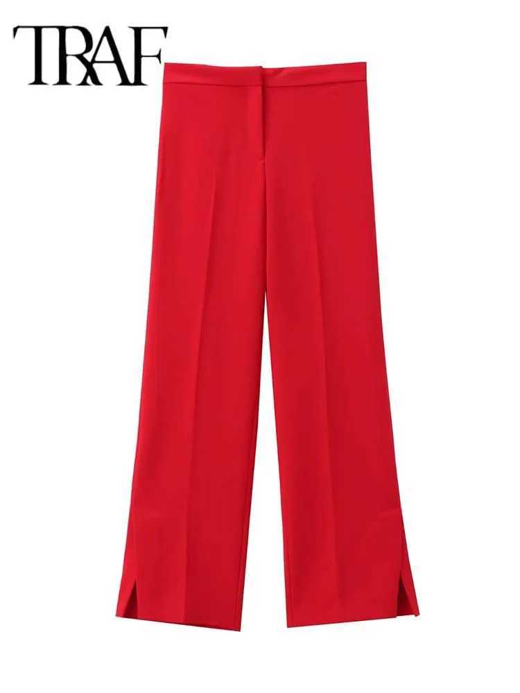 TRAF Women 2 Pieces Sets New Fashion Office Vest Top+Split Straight Leg Pants Womens Suit Formal Two Piece Set Women Outfit X250704