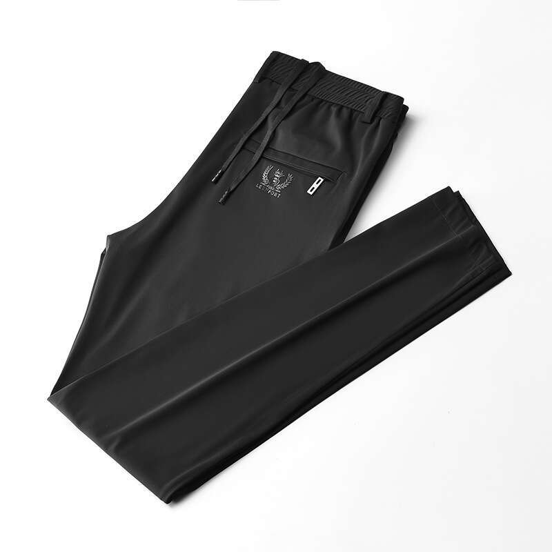 High End Ice Silk 2024 New Summer Thin Sports Casual High Stretch Speed Dry Straight Leg Air-conditioned Pants for Men Gold Velvet Pants Pants Trouser