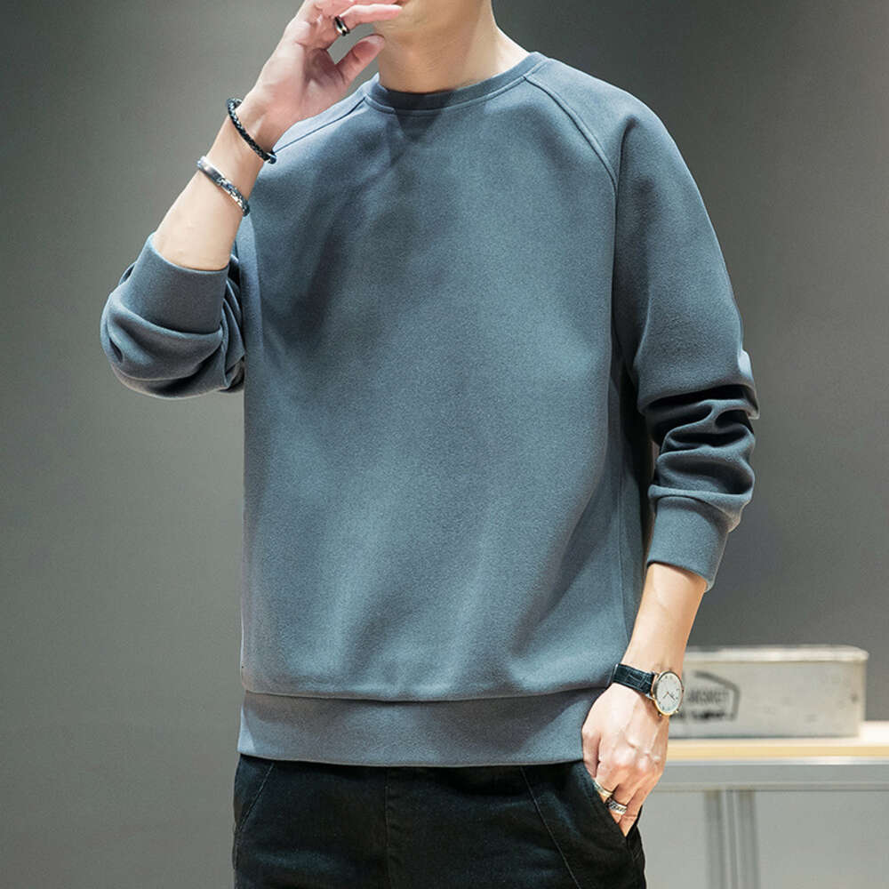 De Rong Sweater Men's 2024 Autumn New Casual Long Sleeve T-shirt Loose Ins Versatile Top Bottom Coat Men Y2k Tracksuit Sweatshirt Hoodie Sweatshi