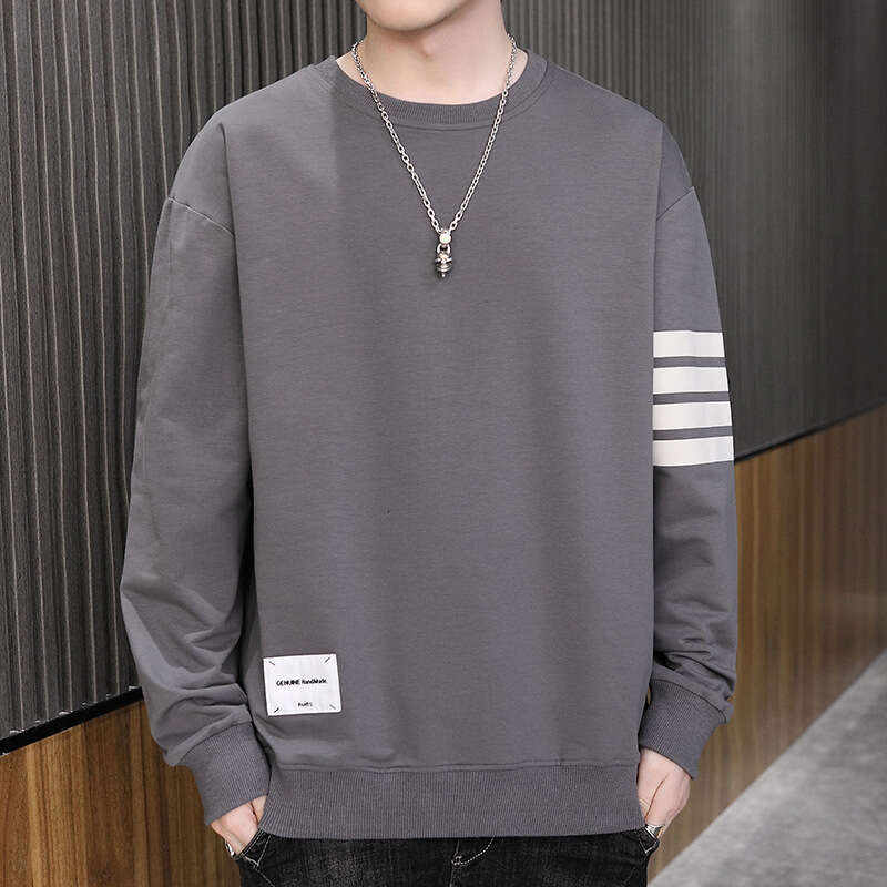 New Hoodie 2024 Autumn Korean Style Trendy Loose Solid Color Cotton Long Sleeved T-shirt Base Shirt Men's Clothing Polo Jacket Hoodies Designer W