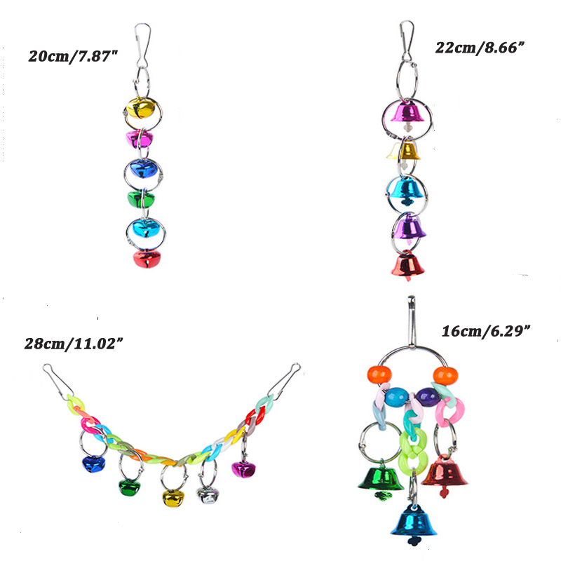 Birds Pet Supplies Parrot Bell Toys Handmade Colorful Bell Wooden Bead Bird Toy Creative Swing Bird Cage Decoration Parrot Toys