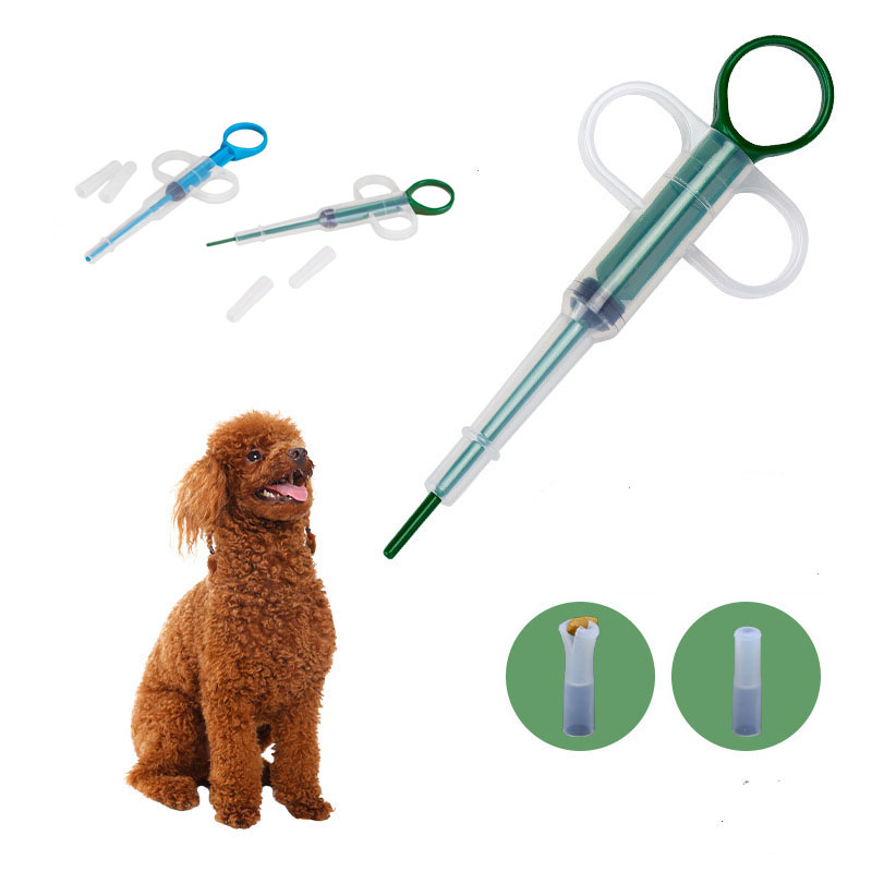 2 Heads Pet Syringe Tablet Pill Gun Piller Push Dispenser Medicine Water Milk Syringe Dog Cat Tube Feeder Dog Cat Accessories