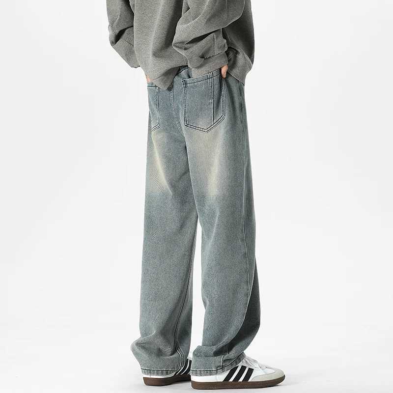 2025S Fashion Designer Baggy High Brand New Rock Pants Man Wide Leg Jeans Korean Popular Clothes American Vintage Streetwear Mens Z