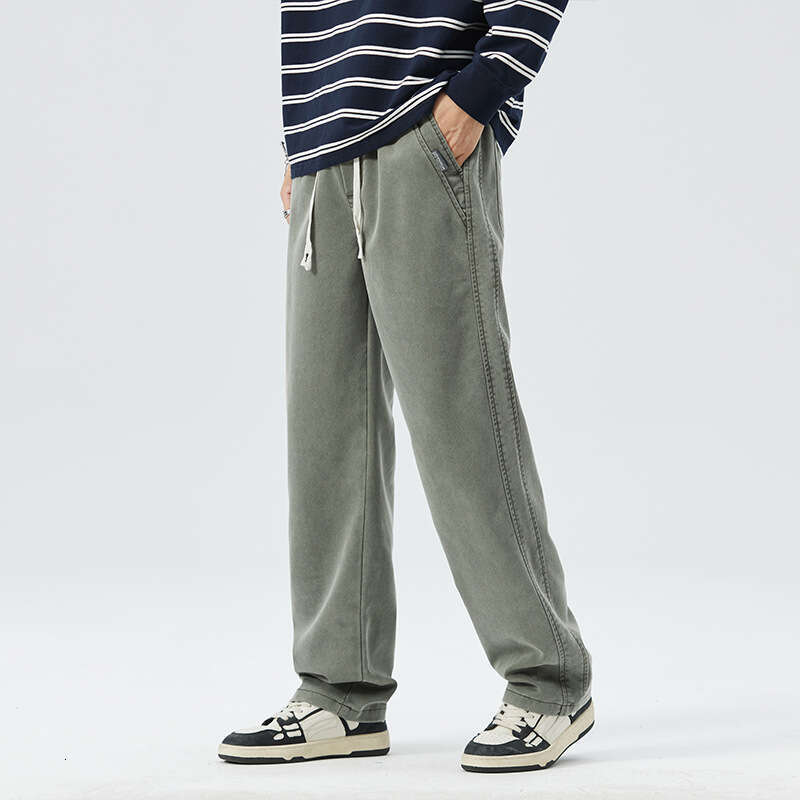 Wide Jeans Spring and Autumn Loose Straight Leg Trend 2024 New Elastic Casual Long Mens Pants Breathable Sport Overalls Straight Tube Waterproof Trous