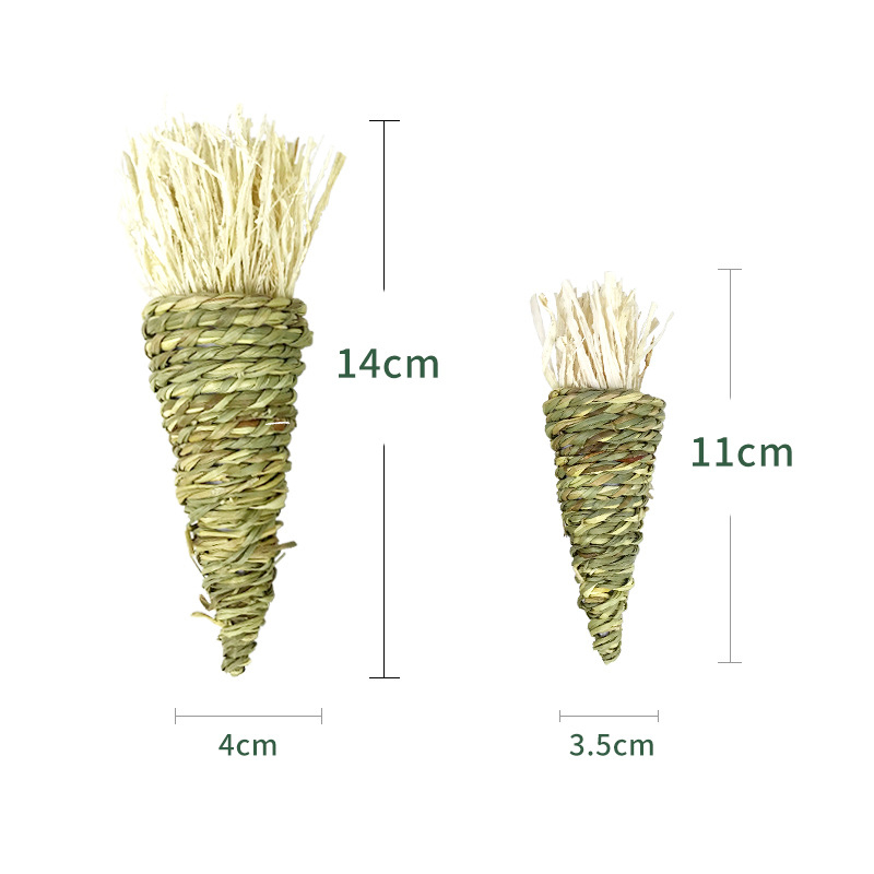 Hand-woven Pet Chew Toy Water Grass Carrot Rabbit Toy Molars Relieve Boredom Guinea Pig Chinchilla Chewing Grass Toys D9130