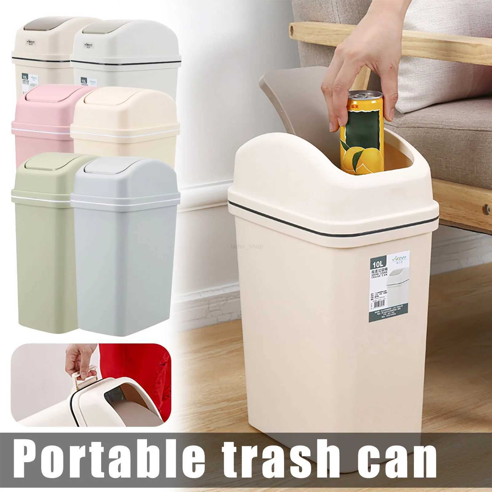 Trash Can Household Large Capacity Creative Swing Lid Trash Can European Style Bathroom Trash Can Sealing StripB240726