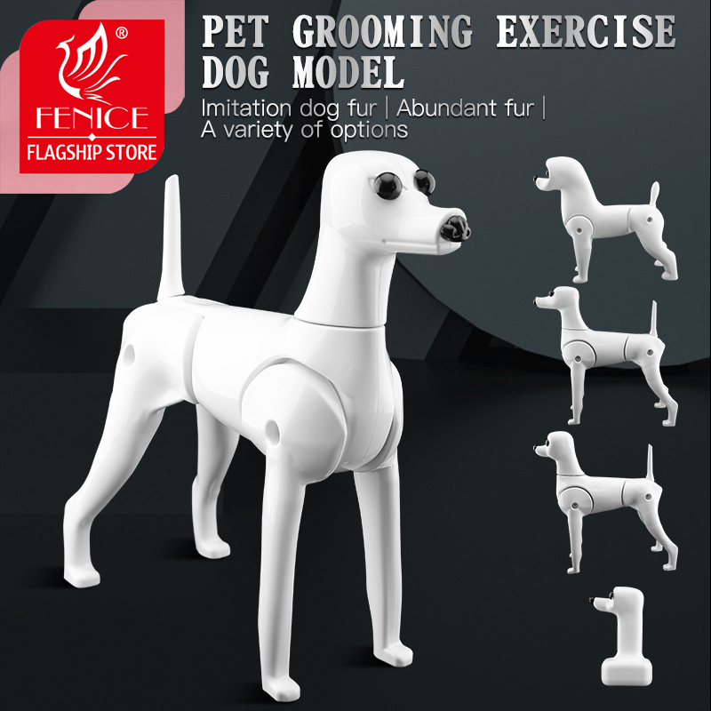 Fenice Pet Simulation Hair Grooming Fake Dog Model Practice Dog Standard Skeleton Model Dog Full Body Fake Hair
