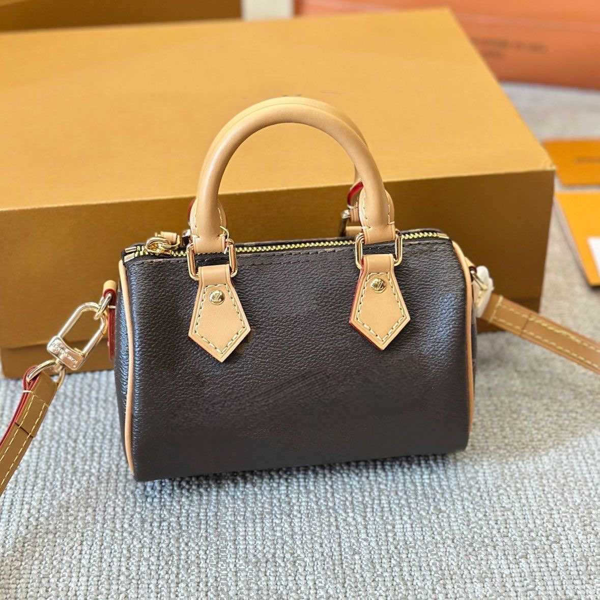 Evening Bags Evening Bags Top Designer Mini Nano 16cm Shoulder Bag Women Leather Denim Crossbody Luxury Brand Embossed Tote Purse Brown Flower Handbag