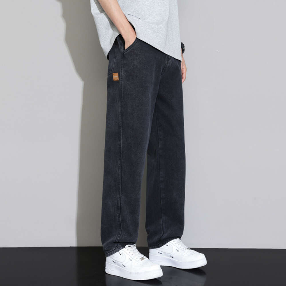 2024 New American Jeans Mens Straight Tube Loose Wide Leg Floor Youth Trendy Brand Casual Pants Straight Tube Jeans for Pregnant Women Men Pants Cotto