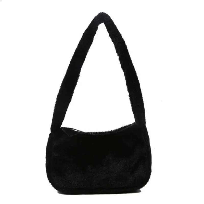 Plush Shoulder Bags For Femme Soft Winter Ladies Clutch Purse Handbag Cute Fashion Female Party Underarm Bag 240821
