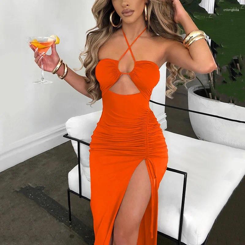 Casual Dresses Sexy Dress Women Summer Sleeveless Backless Slim Fashion Split Bandage Bodycon Elegant Party