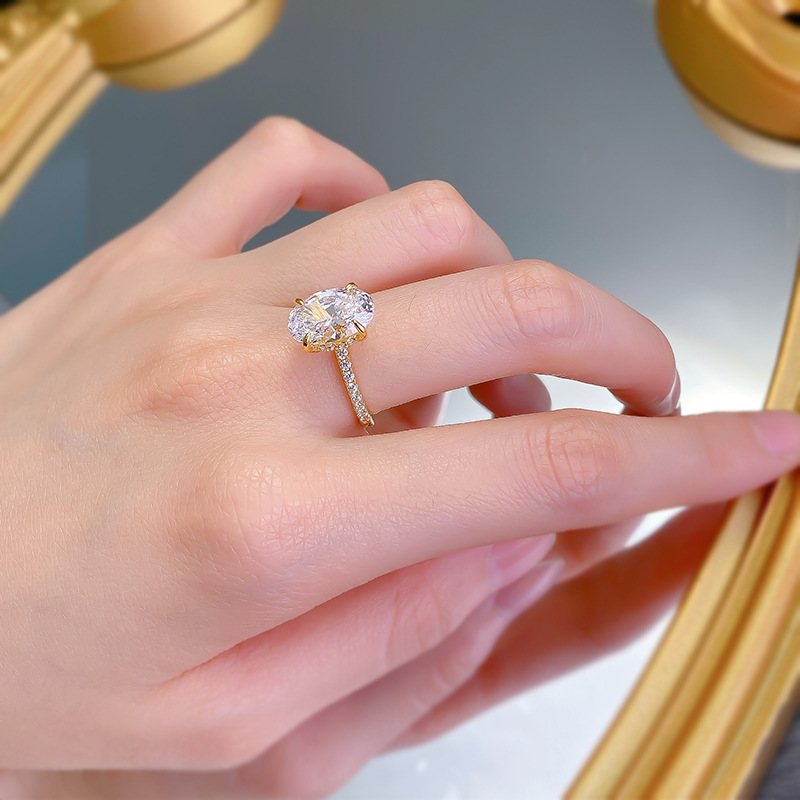 2024 Choucong Drop Ship Wedding Rings Gorgeous Jewelry Real 100% Sterling Sier Gold Oval Cut Large White Moissanite Dia Party OL Women Ring Gift