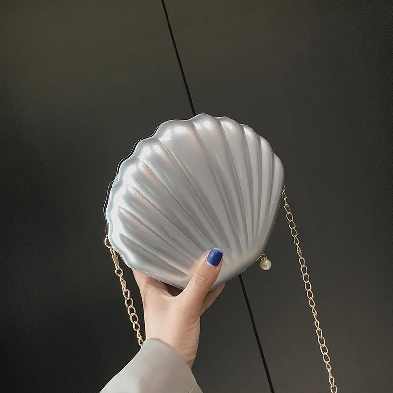 Fashion Women Shoulder Handbags Shell Bag Chain Cute Sequins Small Phone Money Pouch Zipper Crossbody Bags for y240725ZYl