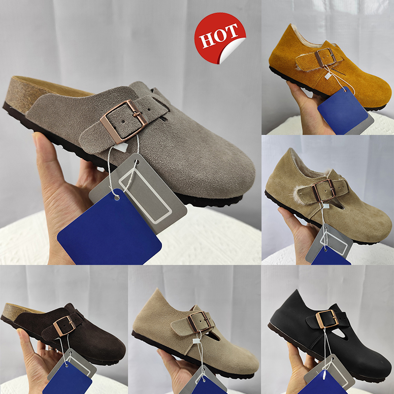 Boston Clogs designer sandals Arizona soft footbed Suede Shearling slippers men women flat summer leather slides beach casual shoes Germany outdoor sandal 34-46