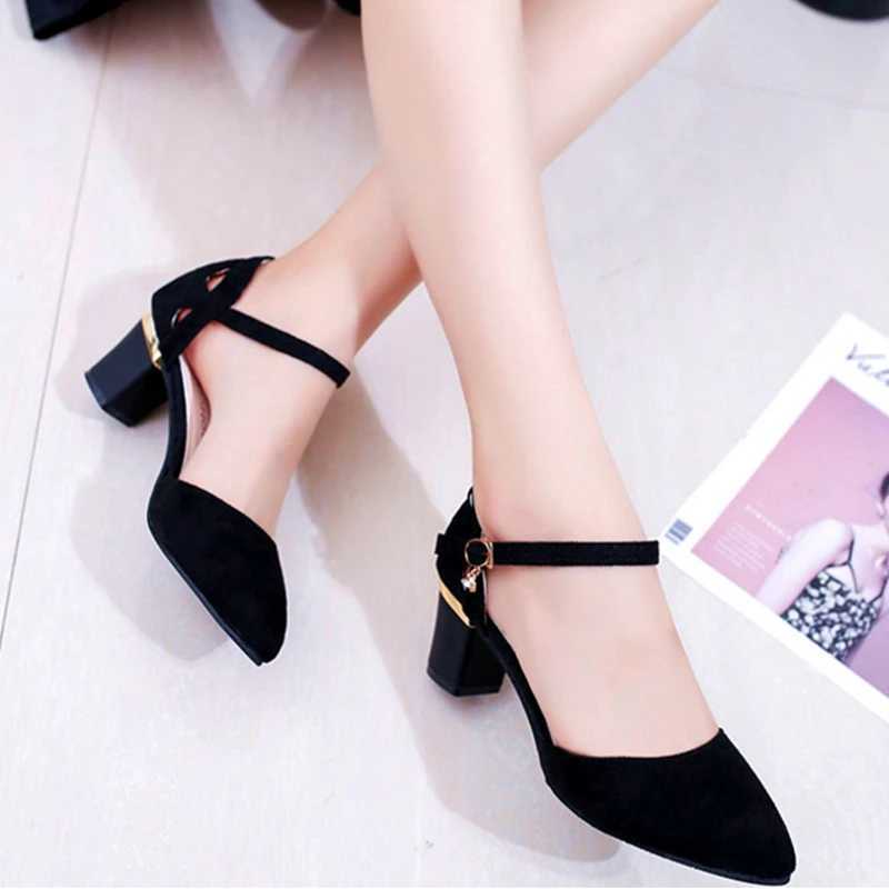 Cresfimix women classic high quality pink square heel shoes for office ladies black flock party heel pumps zapato tacon a5986 W250910