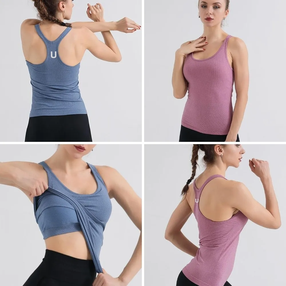 top Lemon-3 Women Yoga Outfit Padded Bra High Elastic Tank Tops Sports Vest Fitness Outwear