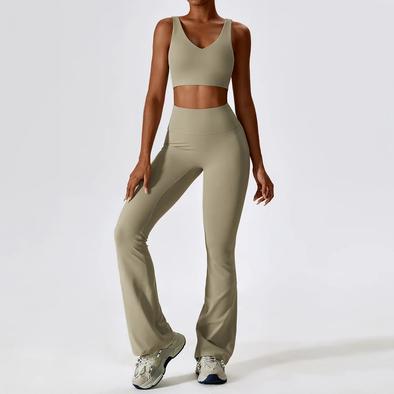 2 Pieces Women Tracksuit Yoga Set Workout Sportswear Gym Clothing Fitness Long Sleeve Crop Top High Waist Leggings Sports Suits 240716