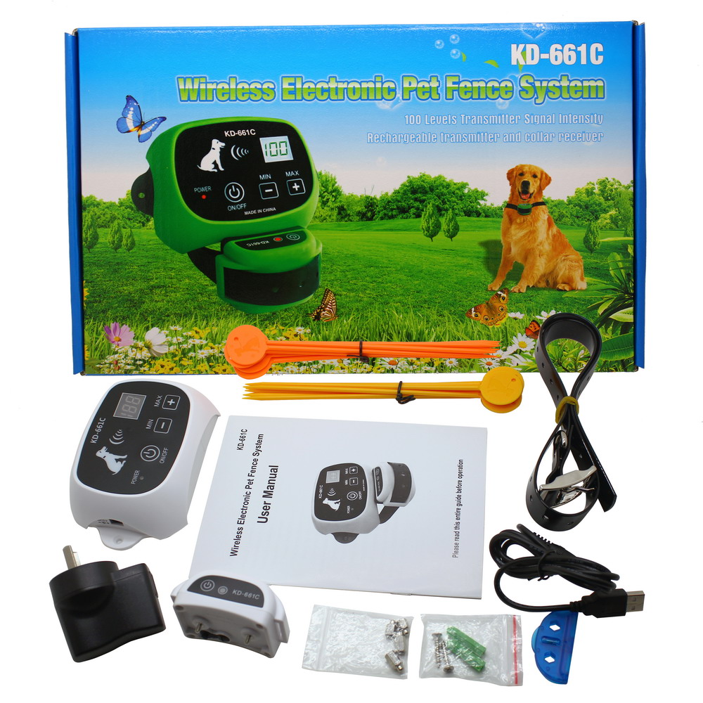 KPHRTEK KD-661C Waterproof Rechargeable Wireless Electronic Pet Fence System 1/2 DOG White Green Drop Shipping