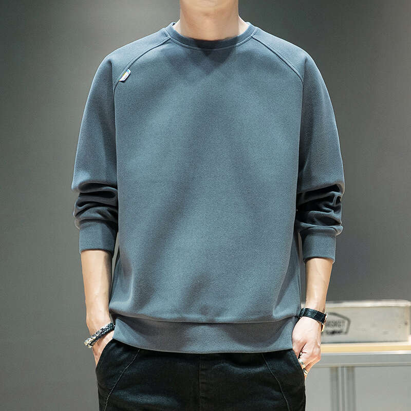 De Rong Sweater Men's 2024 Autumn New Casual Long Sleeve T-shirt Loose Ins Versatile Top Bottom Coat Men Y2k Tracksuit Sweatshirt Hoodie Sweatshi