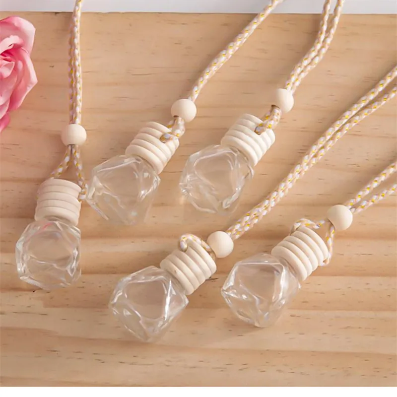 Car scent bottle auto pendant perfume ornament air freshener for essential oils diffuser fragrance empty glass pitcher LL