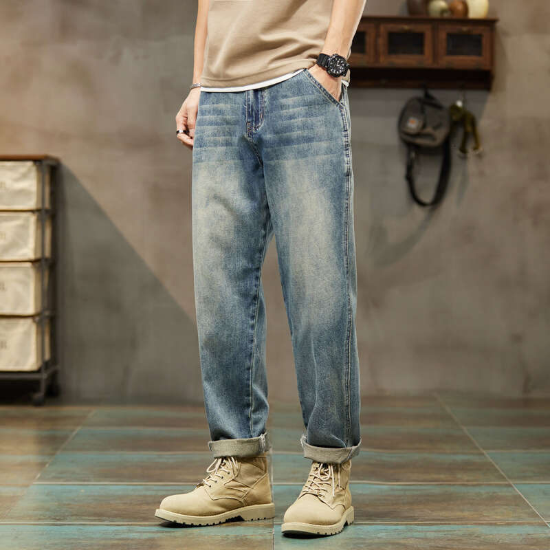 Jeans 2024 Spring and Autumn Straight Leg Loose Casual Korean Version Trend Versatile Oversized Pants Mens Fashion Brand College Style Pants Trousers 