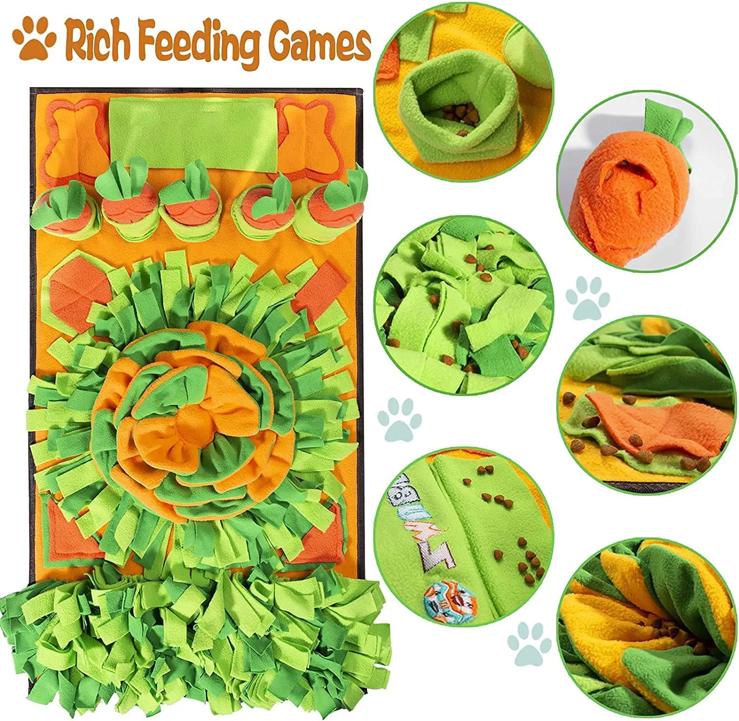 Pet Snuffle Mat for Dogs, Sniff Mat, Nosework Feeding Mat, Slow Feeder, Interactive Puzzle Toys for Training Dogs, 31 "x 19"