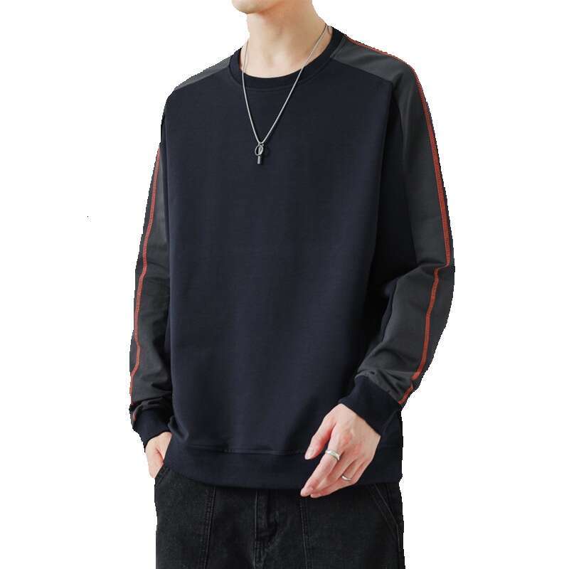 Round Neck Sweatshirt for Men in Autumn 2024, Loose and Casual Sports Base Shirt, Cotton Long Sleeved Trendy Men's Top Hoodrich Mens Fashion