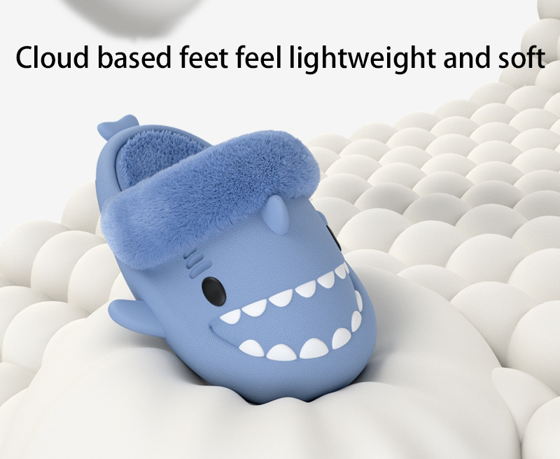 Free shipping 2024 Shark Slippers with Removable Inner Waterproof Thickened Warm Cute Couple Anti slip Cotton Shoes for Women and Men size