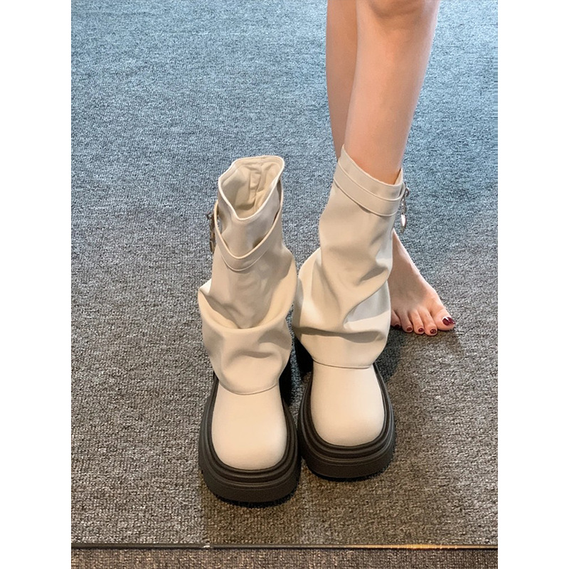 Ladies' Lock Knight Pile Boots Pants Boots Martin Boots