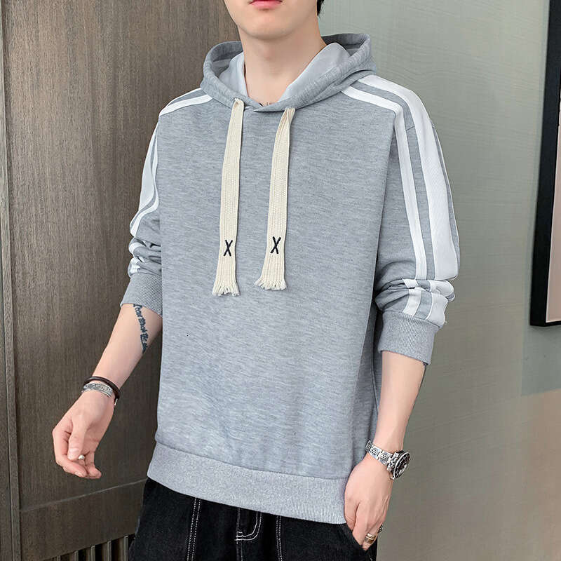 Men's Spring and Autumn 2024 New Casual Versatile Solid Color Youth Trend Long Sleeved T-shirt Hooded Men's Hoodie Outstanding Mens Fashion 