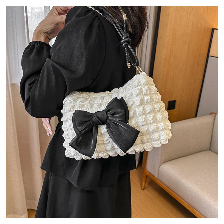 Fashion Women Shoulder Bag Y2K Lovely Bow Tote Handbags Casual Female Crossbody Bags 240726 - view 3